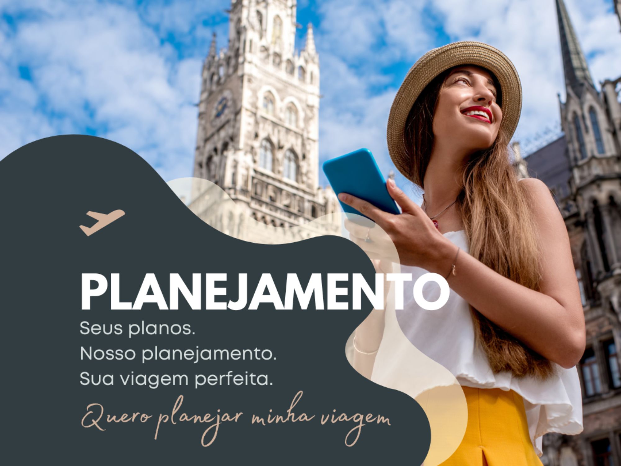 Checklist de planejamento de viagem internacional com passaporte, malas e apólice de seguro